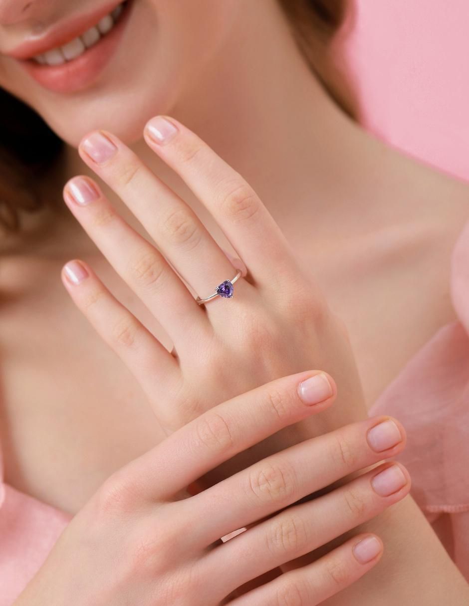 Anillo de corazón P 925 de plata zirconia cúbica brillante 9