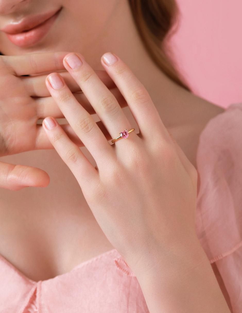 Anillo de corazón de plata vermeil P 925 zirconia cúbica con acabado baño de oro 8