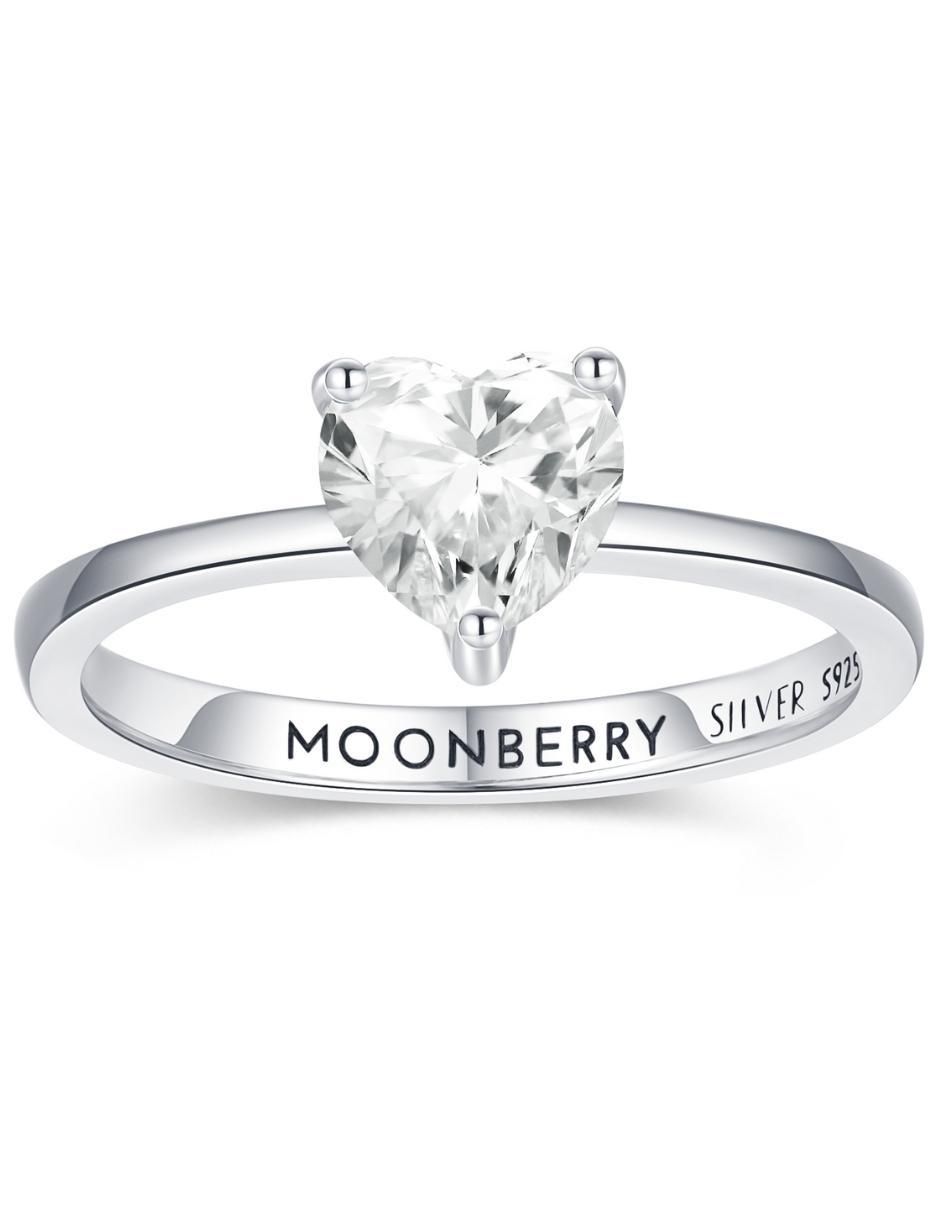 Anillo de corazón P 925 de plata zirconia cúbica brillante