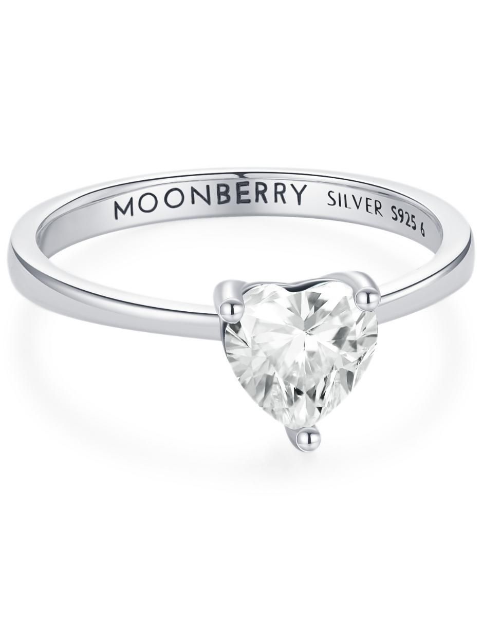 Anillo de corazón P 925 de plata zirconia cúbica brillante 2