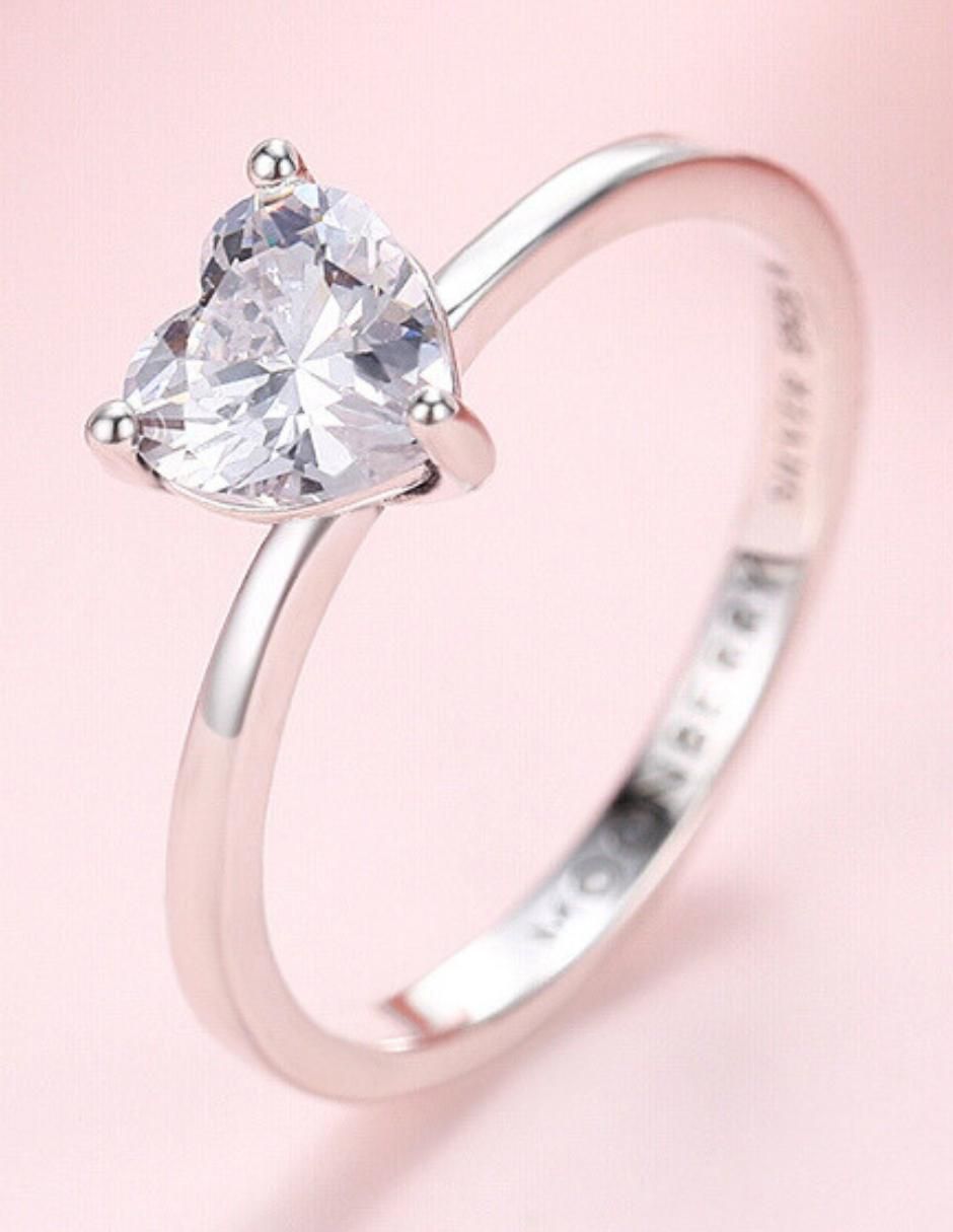 Anillo de corazón P 925 de plata zirconia cúbica brillante 4