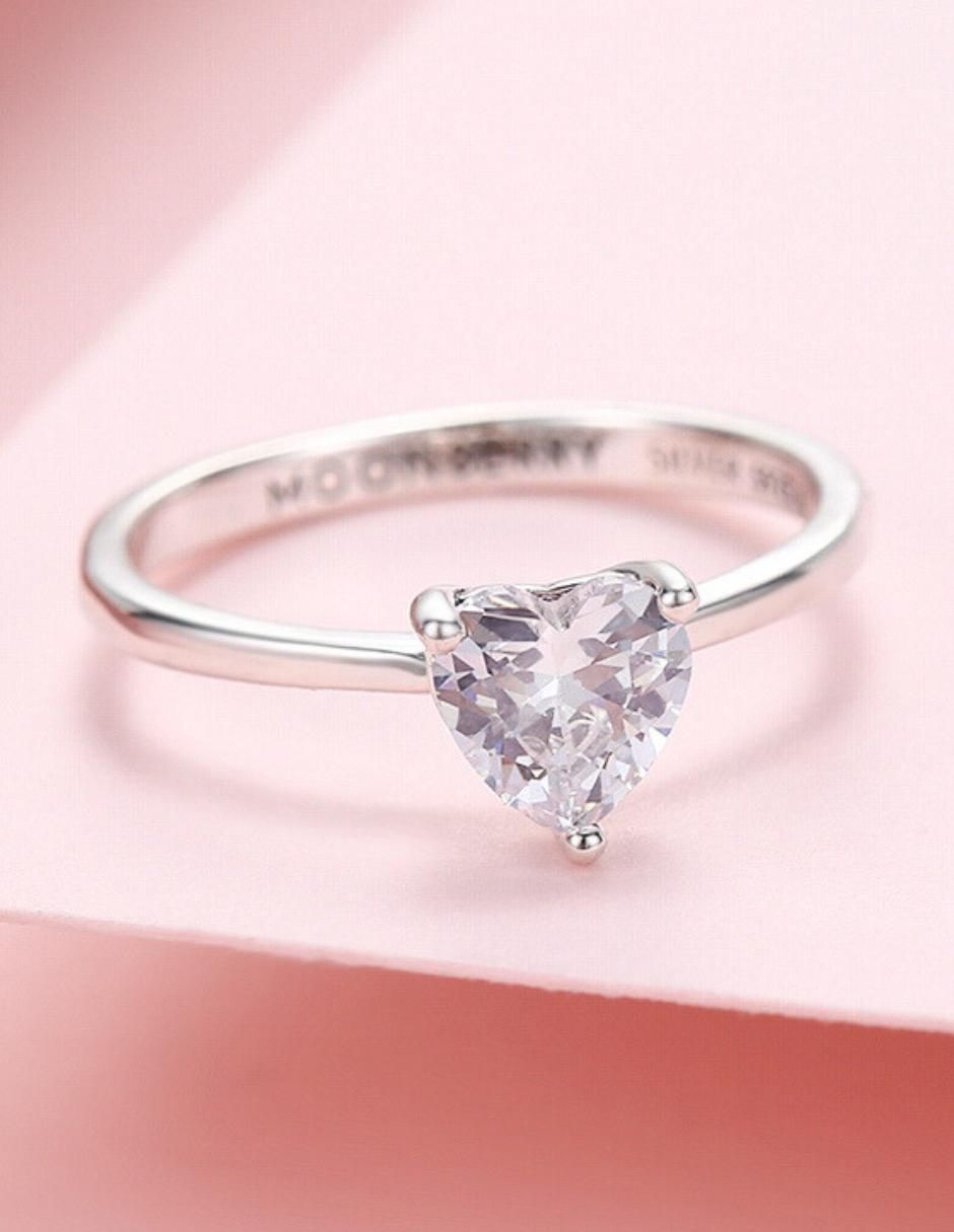 Anillo de corazón P 925 de plata zirconia cúbica brillante 5