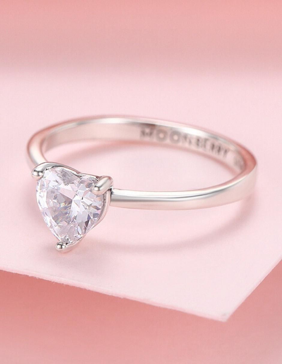 Anillo de corazón P 925 de plata zirconia cúbica brillante 6