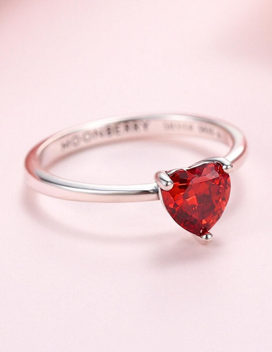 Anillo de corazón P 925 de plata zirconia cúbica brillante 6