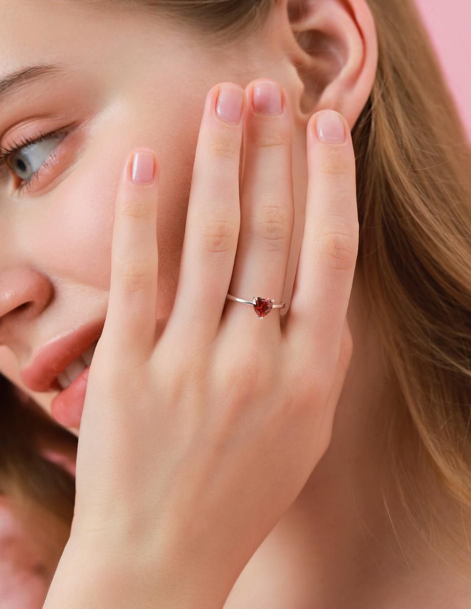 Anillo de corazón P 925 de plata zirconia cúbica brillante 7