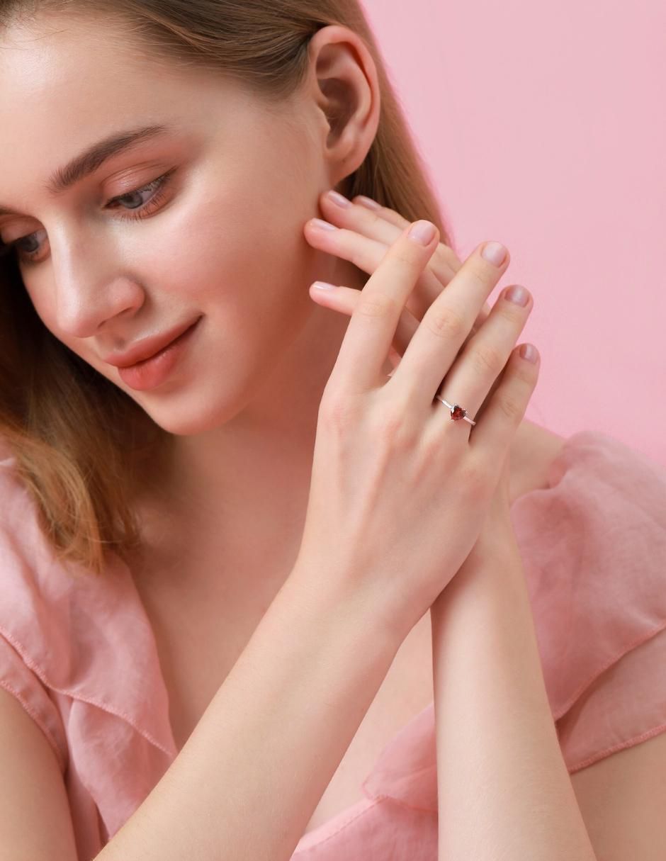 Anillo de corazón P 925 de plata zirconia cúbica brillante 8