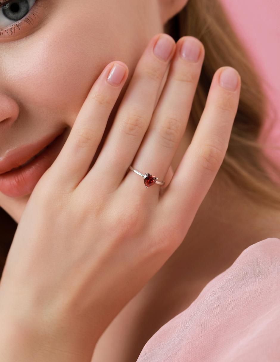 Anillo de corazón P 925 de plata zirconia cúbica brillante 9