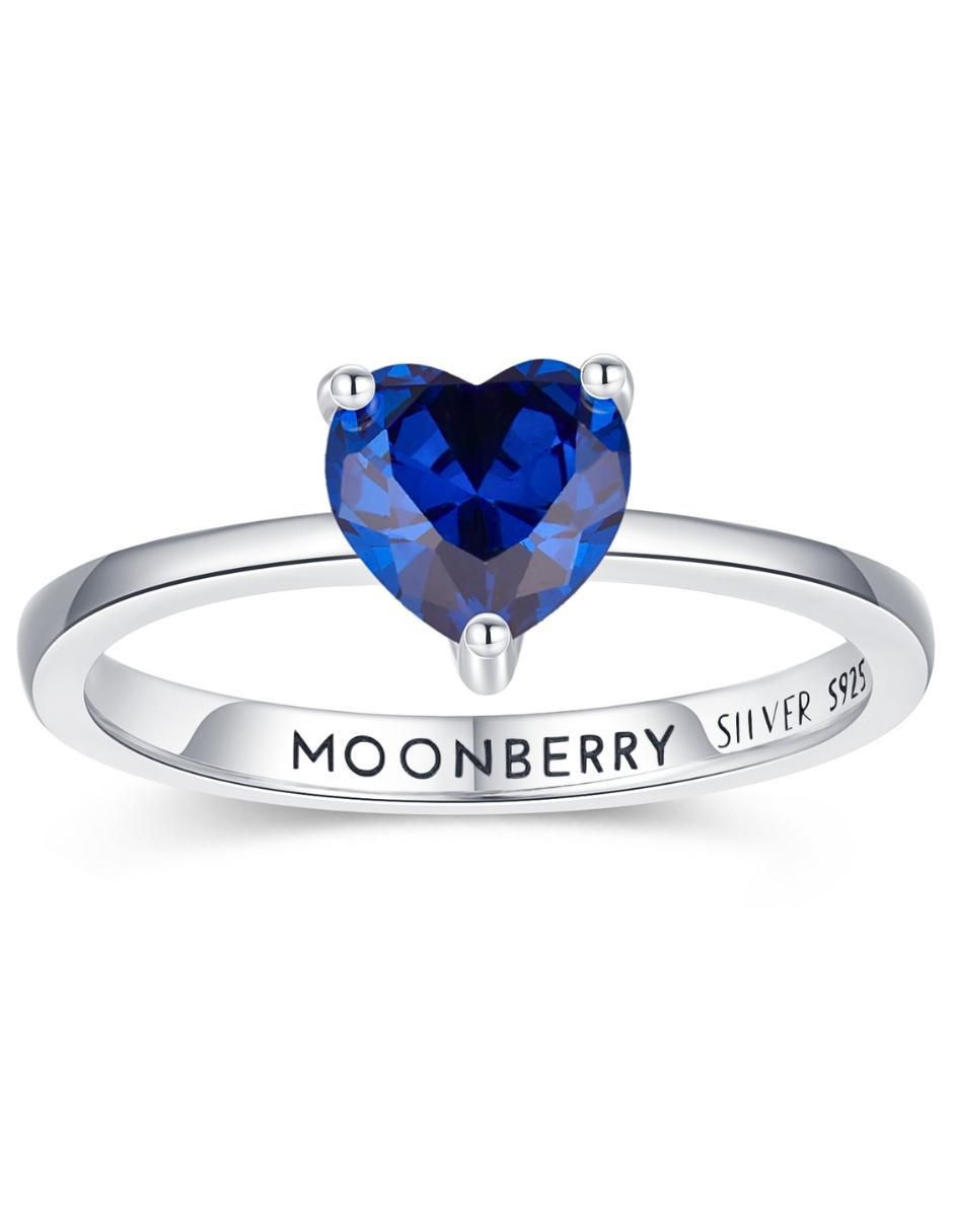 Anillo de corazón P 925 de plata zirconia cúbica brillante