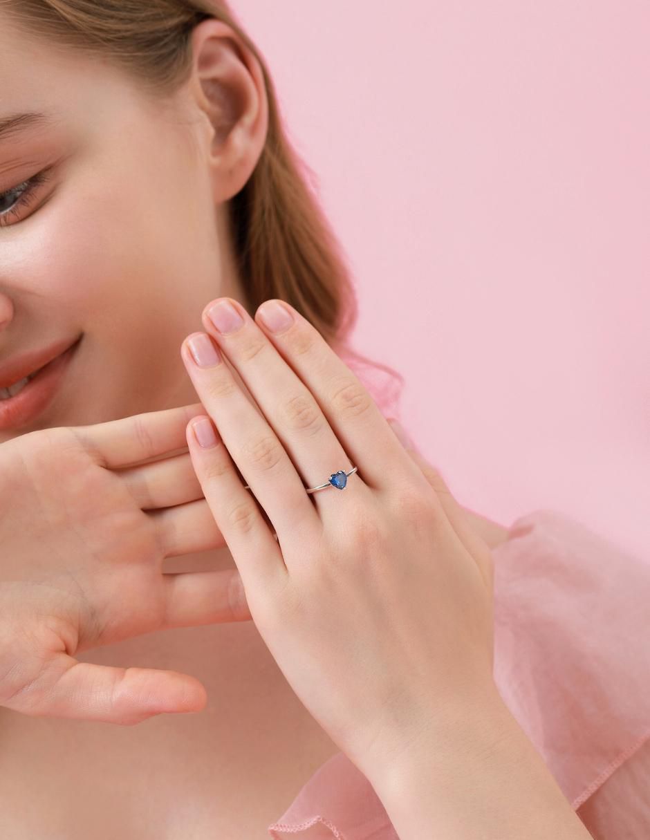 Anillo de corazón P 925 de plata zirconia cúbica brillante 11