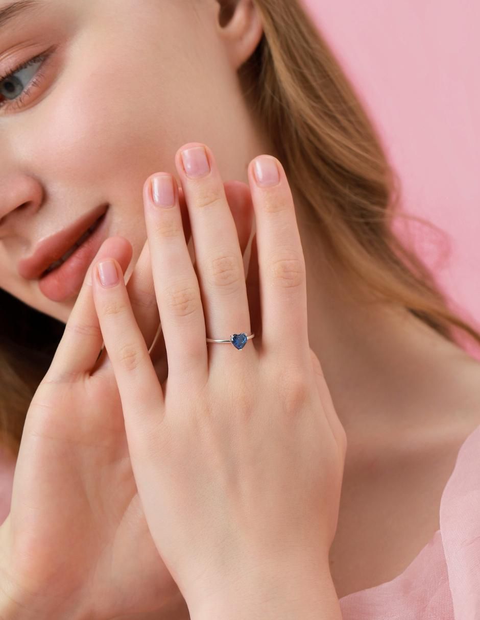 Anillo de corazón P 925 de plata zirconia cúbica brillante 10