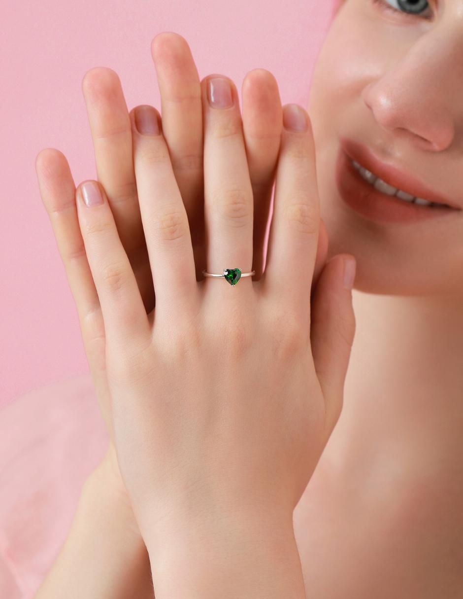 Anillo de corazón P 925 de plata zirconia cúbica brillante 8