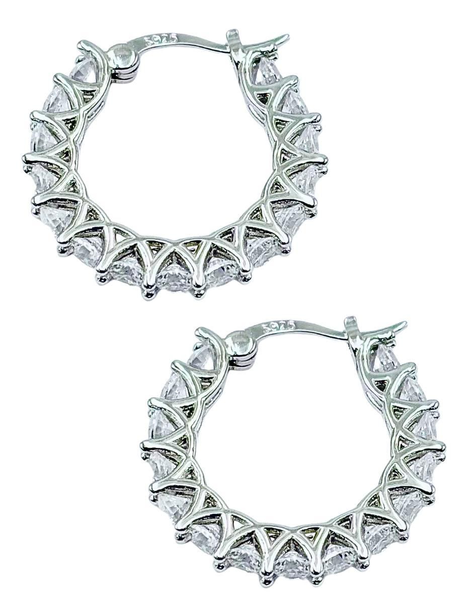 Arracadas de plata P 925 con acabado pavé zirconia 1
