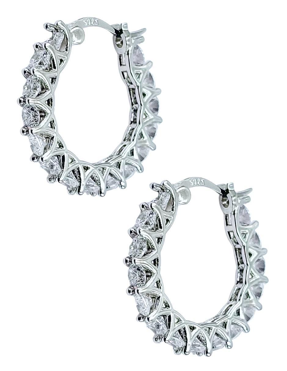 Arracadas de plata P 925 con acabado pavé zirconia 2