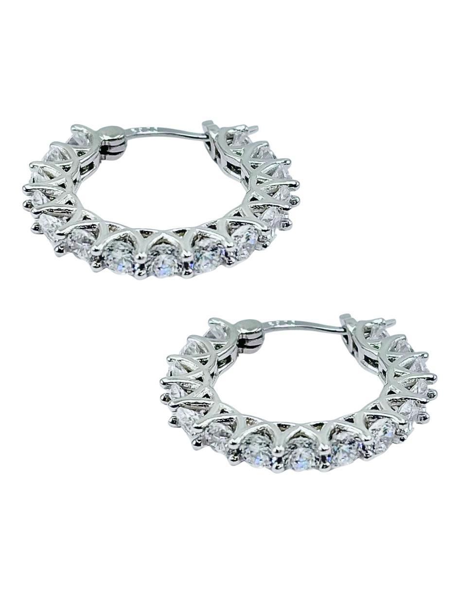 Arracadas de plata P 925 con acabado pavé zirconia 3