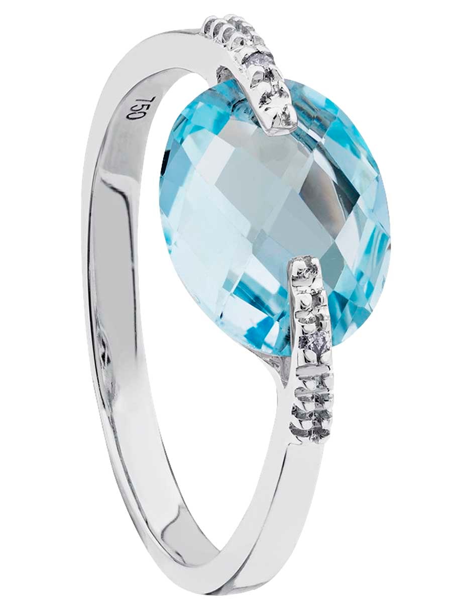 Anillo con gema redondo Tous Color Kings de oro blanco topacio