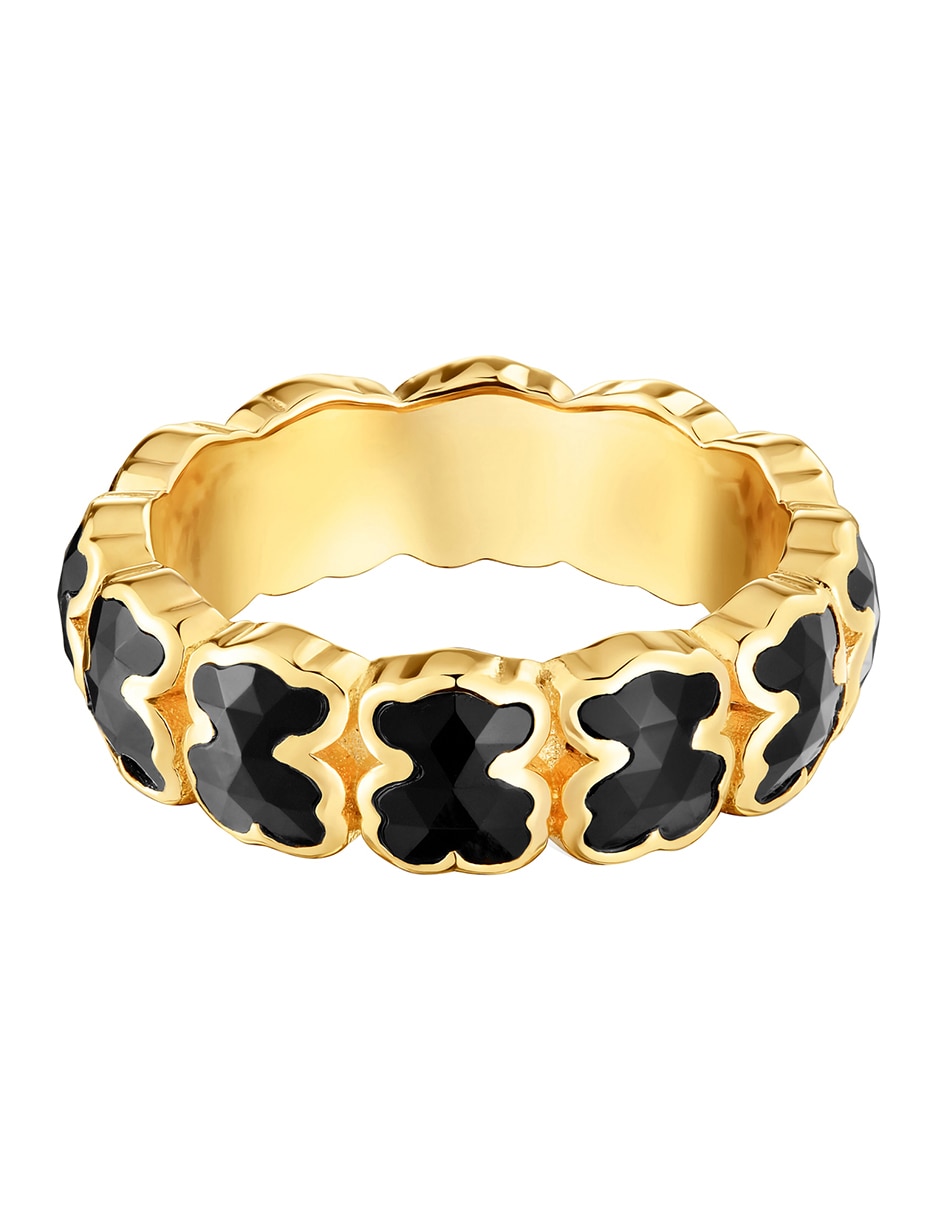 Anillo con gema de oso Icon Color de plata P 925 ónix con acabado baño de oro 3