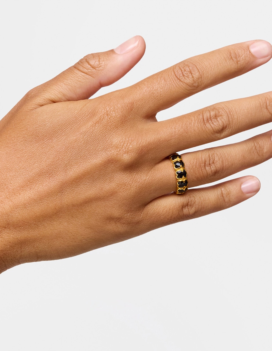 Anillo con gema de oso Icon Color de plata P 925 ónix con acabado baño de oro 6