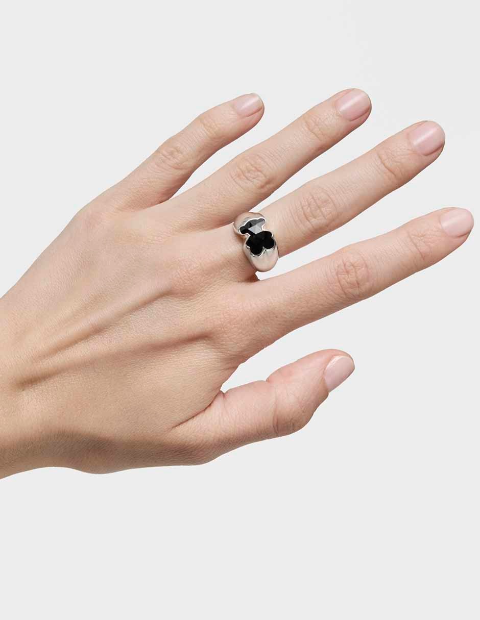 Anillo con gema de oso Icon Color P 925 de plata ónix brillante 6