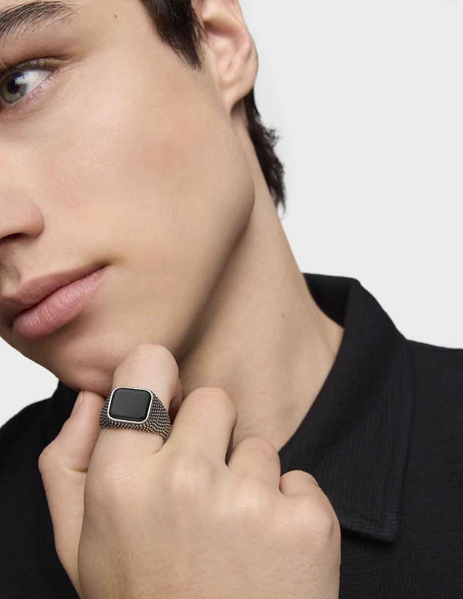 Anillo Man P 925 de plata ónix brillante 4
