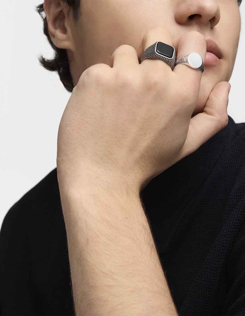 Anillo Man P 925 de plata ónix brillante 5