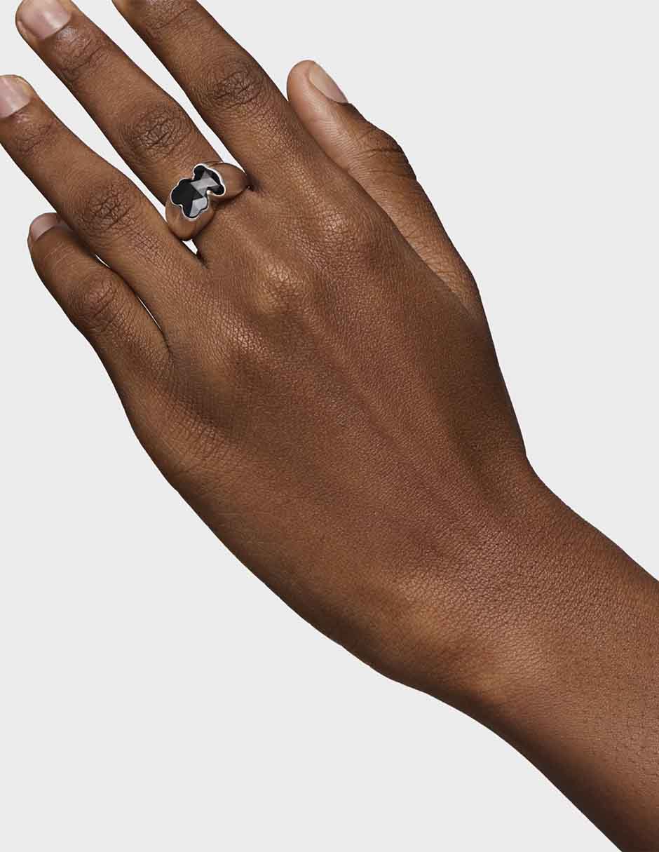 Anillo con gema de oso Icon Color P 925 de plata ónix brillante 6