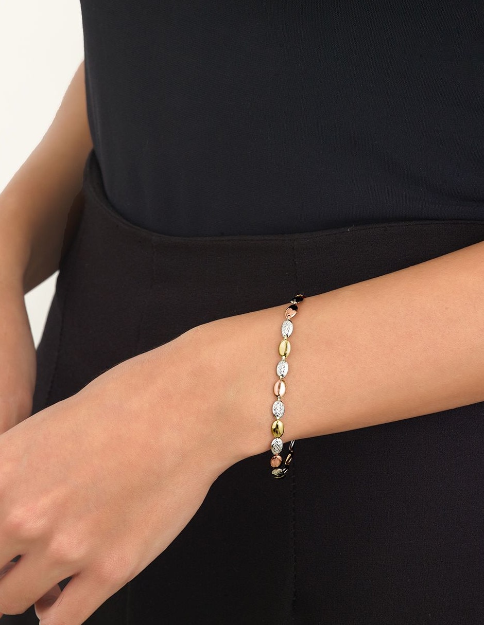 Pulsera de oro florentino 14 K con acabado brillante 2
