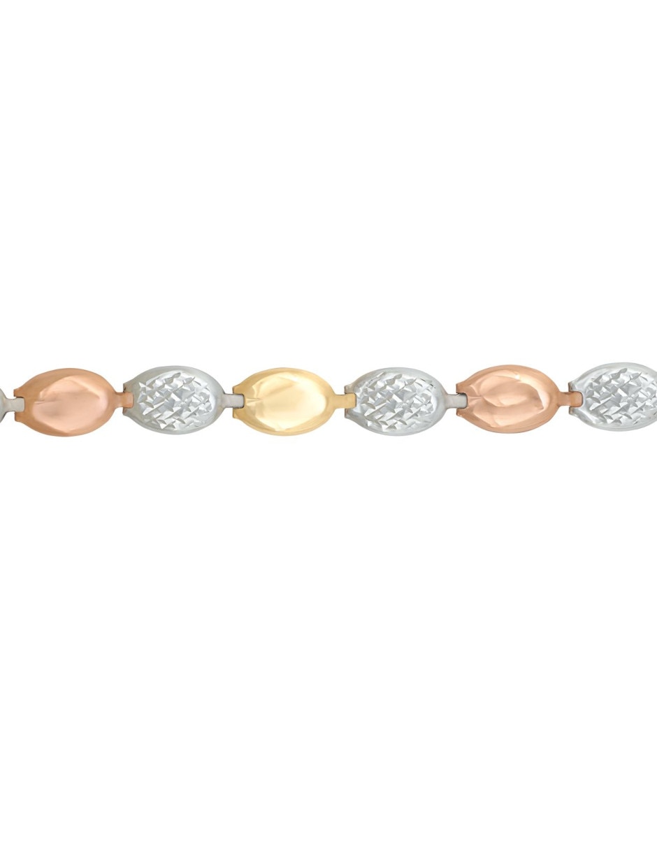 Pulsera de oro florentino 14 K con acabado brillante 3