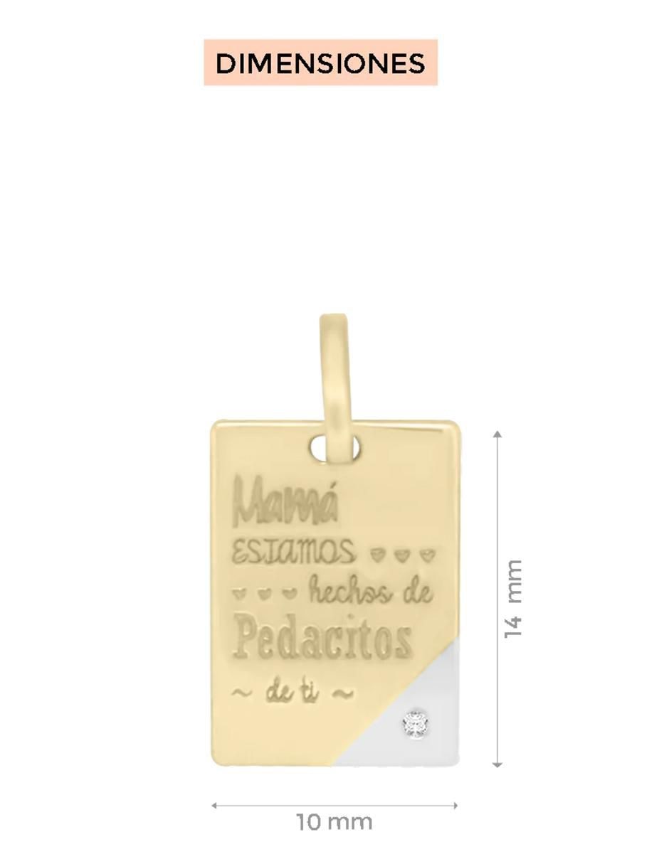 Dije rectangular pedacitos de mamá de oro 14 K 3
