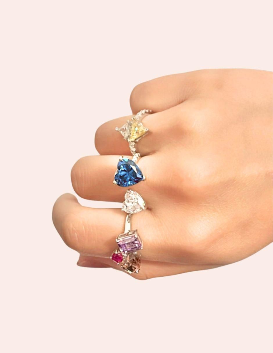 Anillo de corazón P 925 de plata zirconia brillante 4