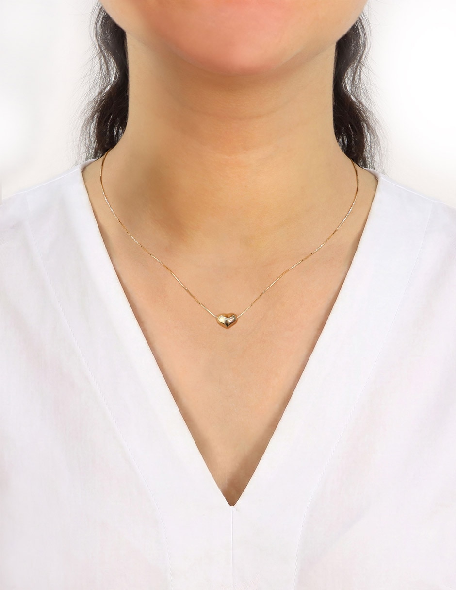 Gargantilla de corazón de oro amarillo 14 K 4