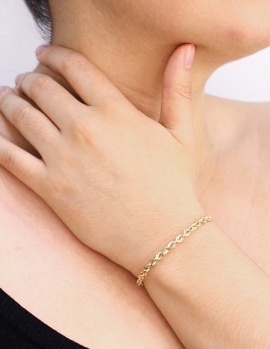 Pulsera de oro amarillo 14 k con acabado pulido 6