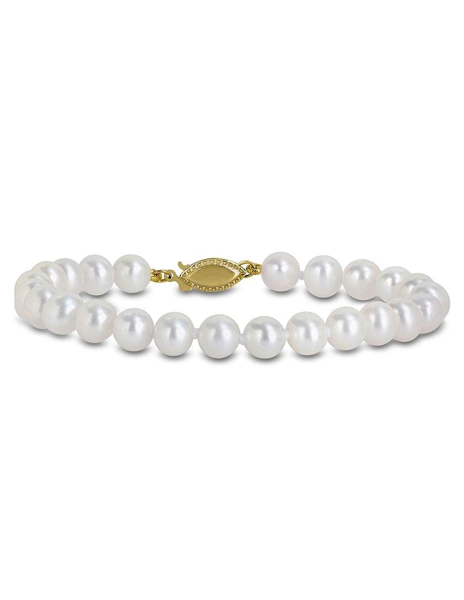 Pulsera de oro amarillo con perla 14 k