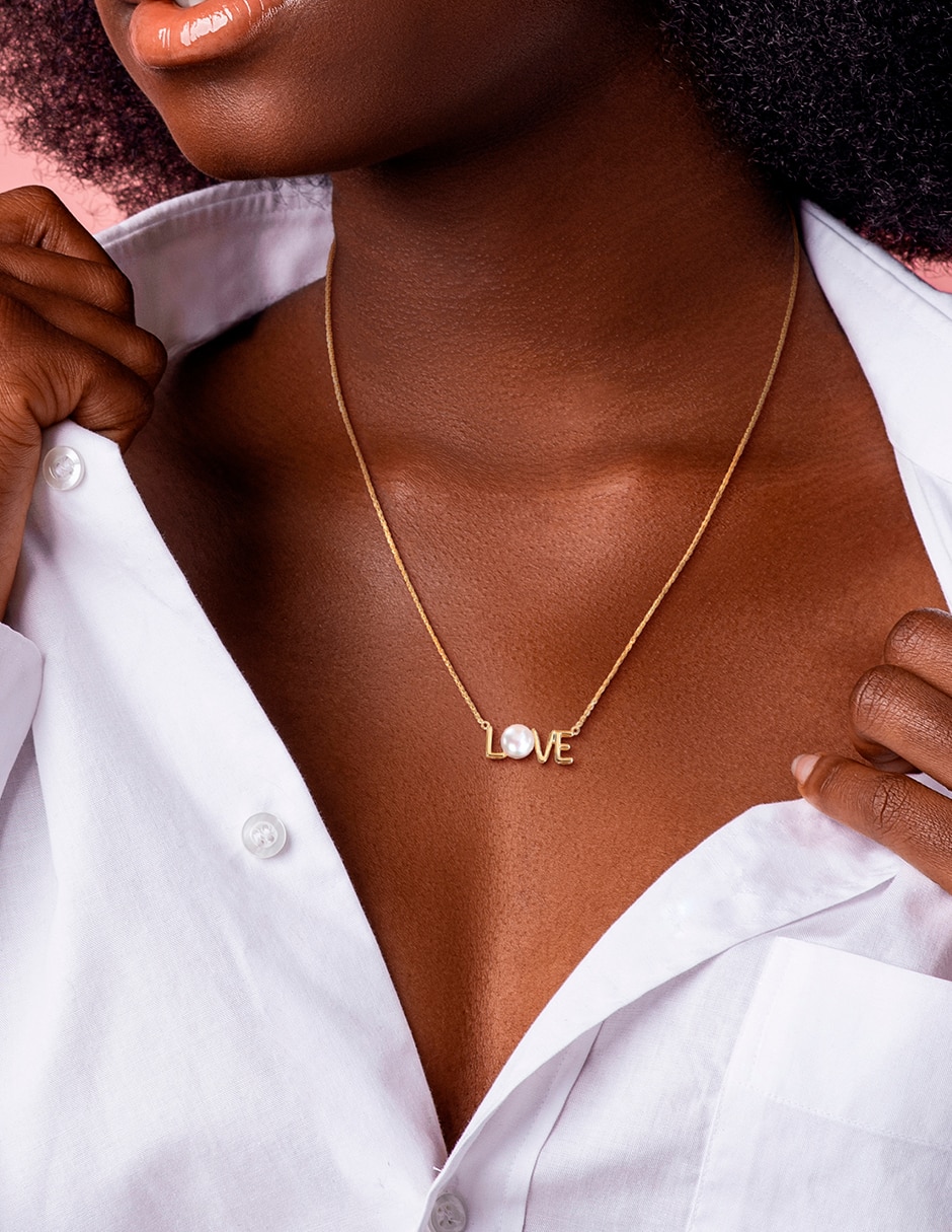 Collar Love de oro amarillo 14 K 4
