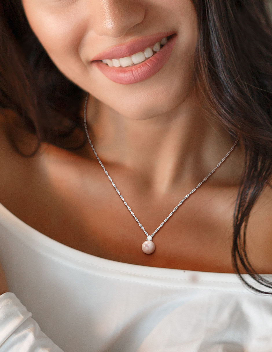 Collar de oro blanco 14 K 3