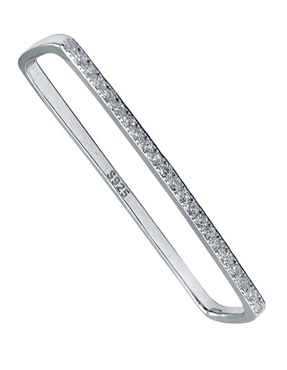 Piercing rectangular de plata P 925 con acabado pavé zirconia Piercing rectangular de plata P 925 con acabado pavé zirconia