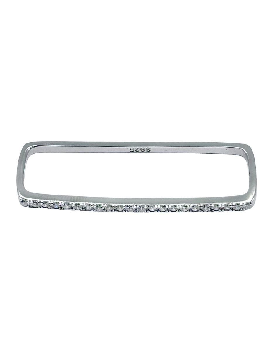 Piercing rectangular de plata P 925 con acabado pavé zirconia 2