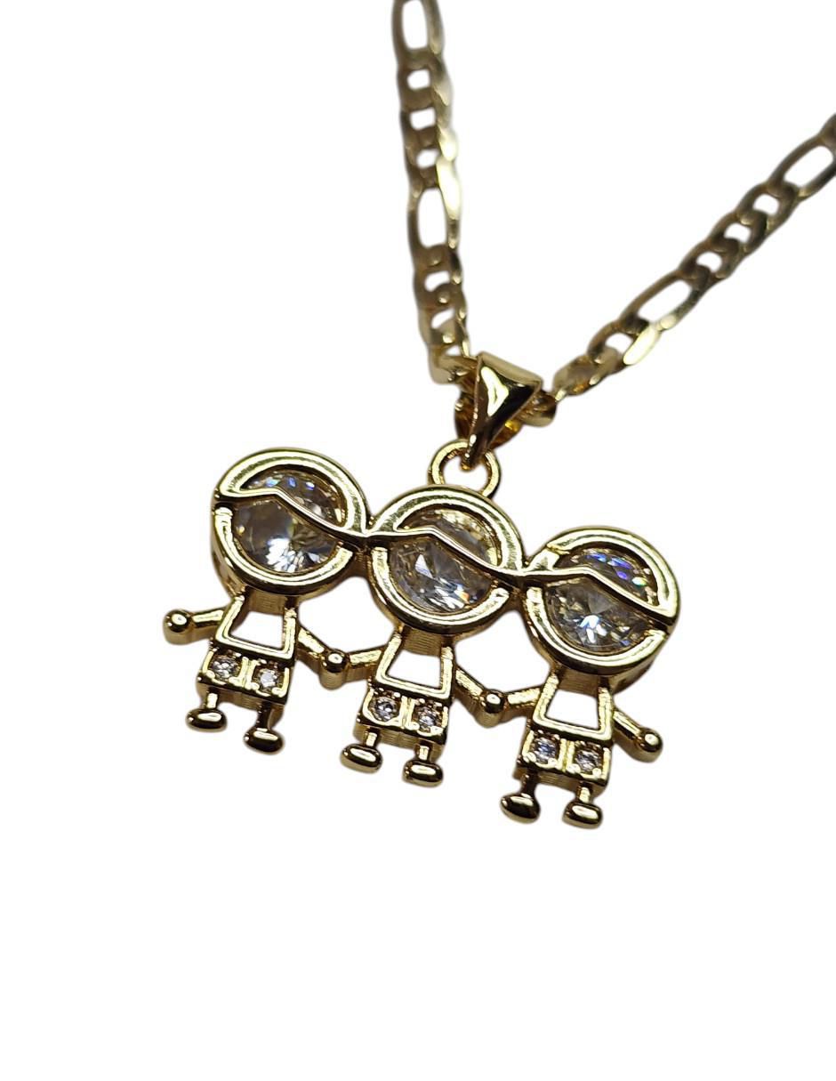 Collar con dije de niño de oro laminado 14 K 4