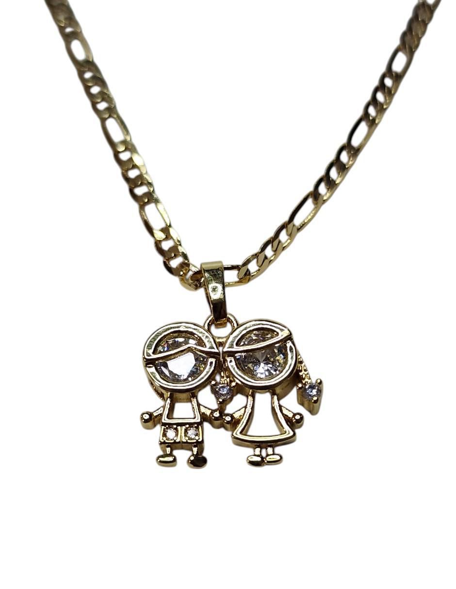 Collar con dije de niño de oro laminado 14 K