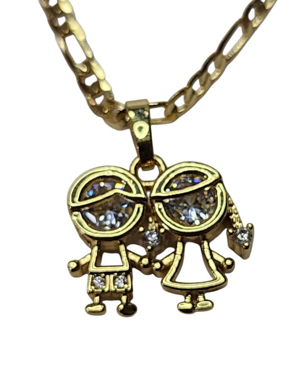 Collar con dije de niño de oro laminado 14 K 4