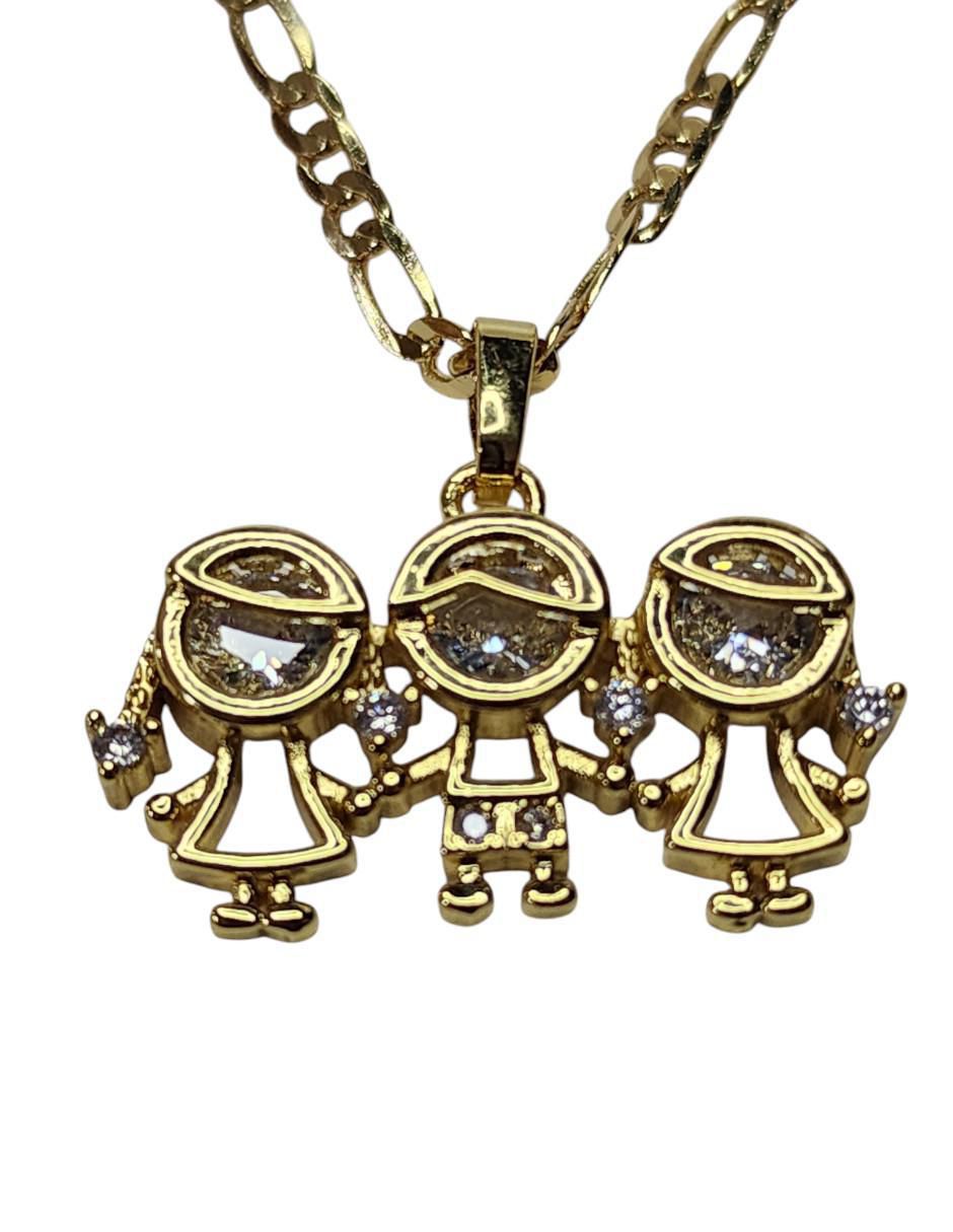 Collar con dije de niña de oro laminado 14 K 4