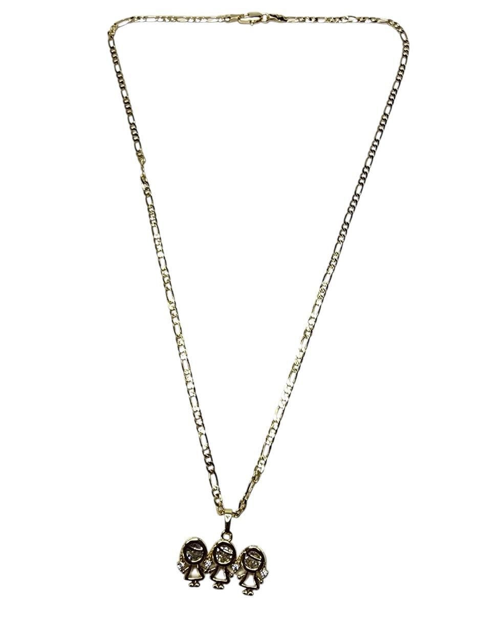 Collar con dije de niña de oro laminado 14 K 2