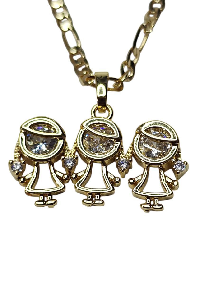 Collar con dije de niña de oro laminado 14 K 5