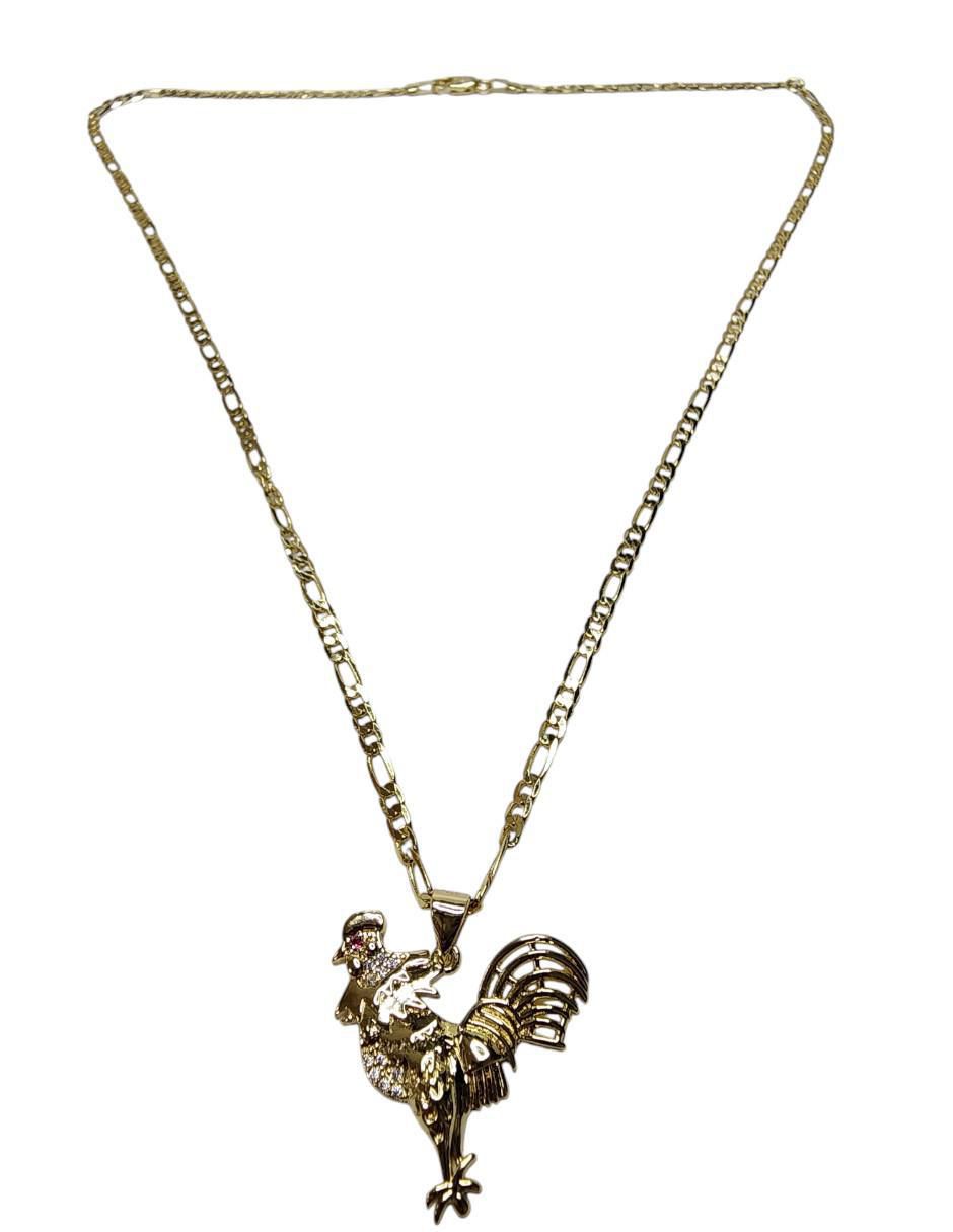 Collar con dije Gallo de oro laminado 14 K 2