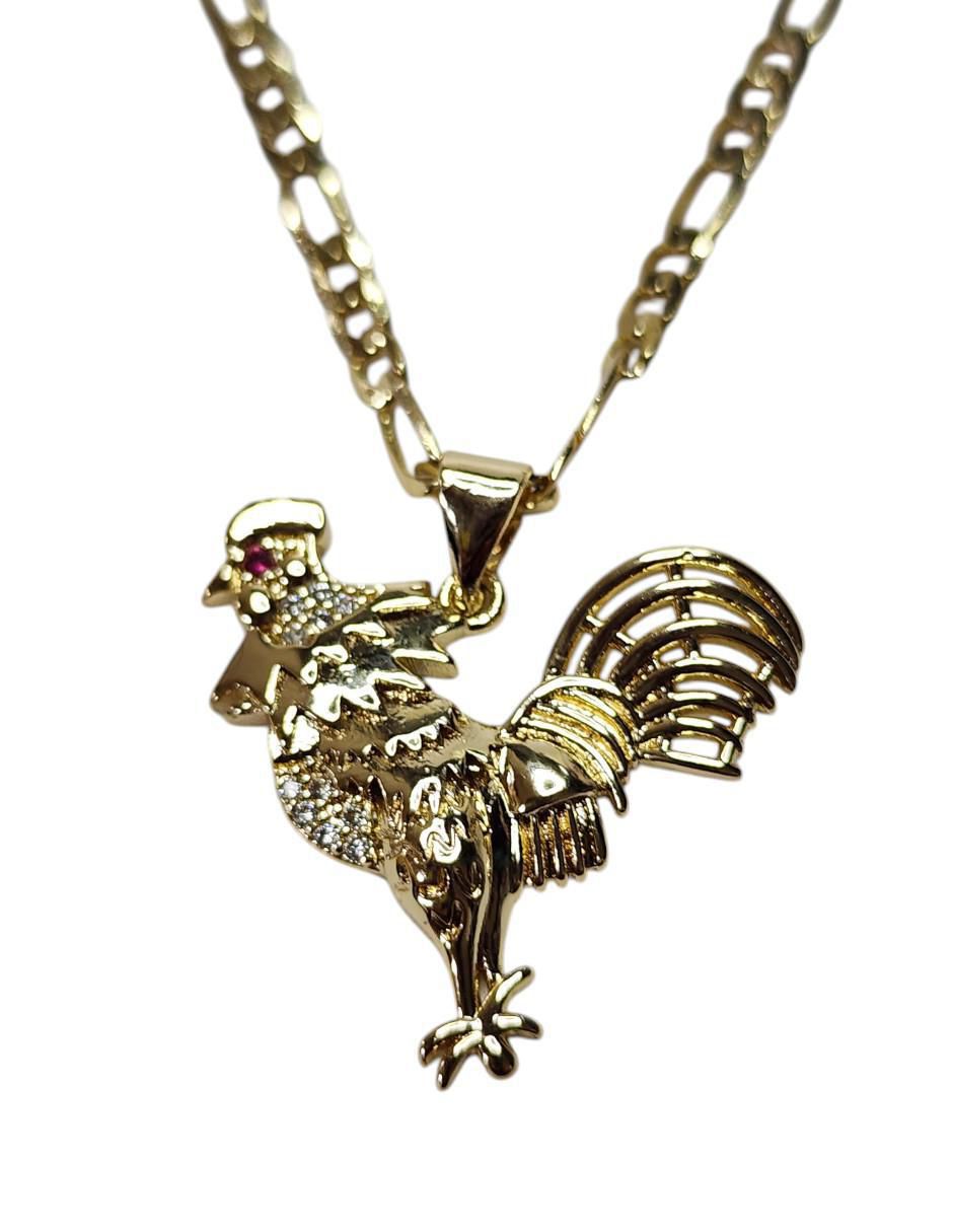 Collar con dije Gallo de oro laminado 14 K 3