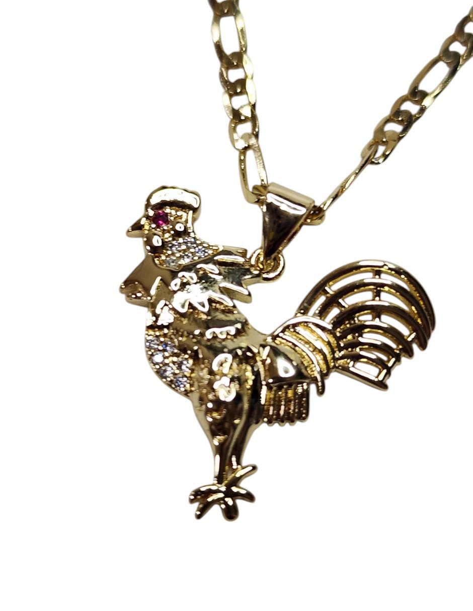 Collar con dije Gallo de oro laminado 14 K 4
