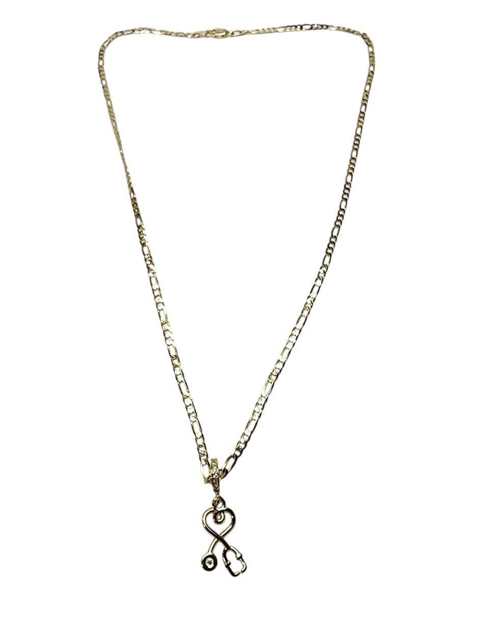 Collar con dije Estetoscopio de oro laminado 14 K 2