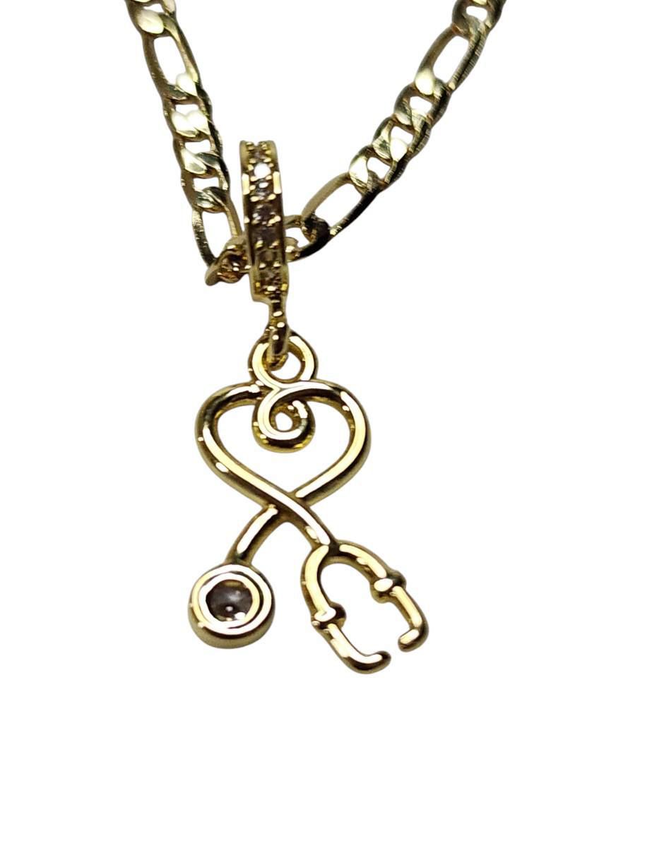 Collar con dije Estetoscopio de oro laminado 14 K 3