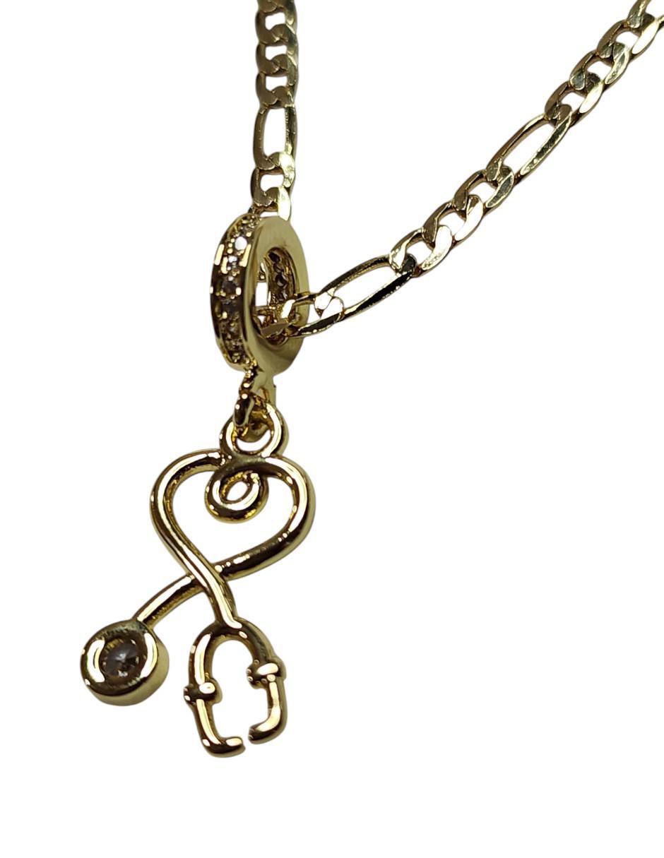 Collar con dije Estetoscopio de oro laminado 14 K 4