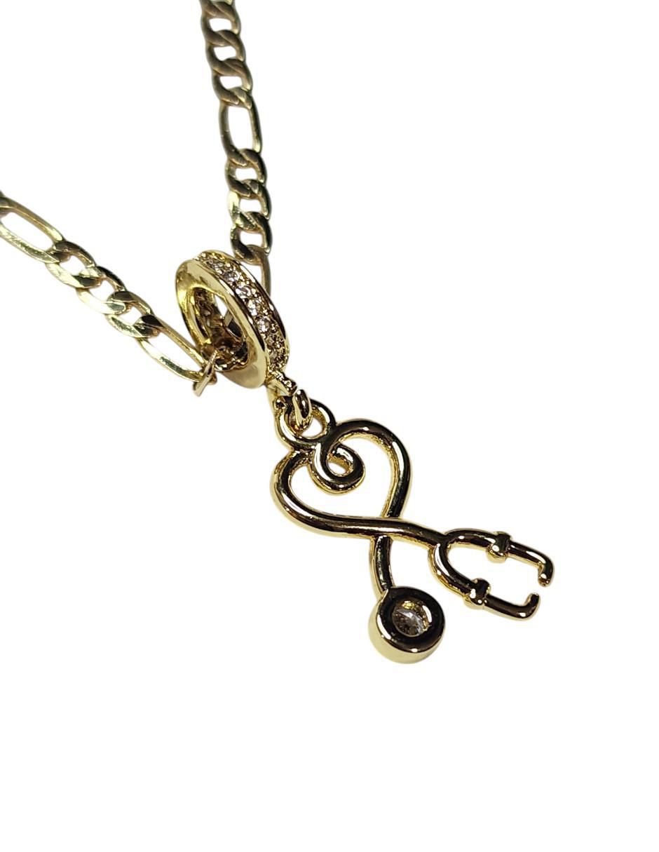 Collar con dije Estetoscopio de oro laminado 14 K 5