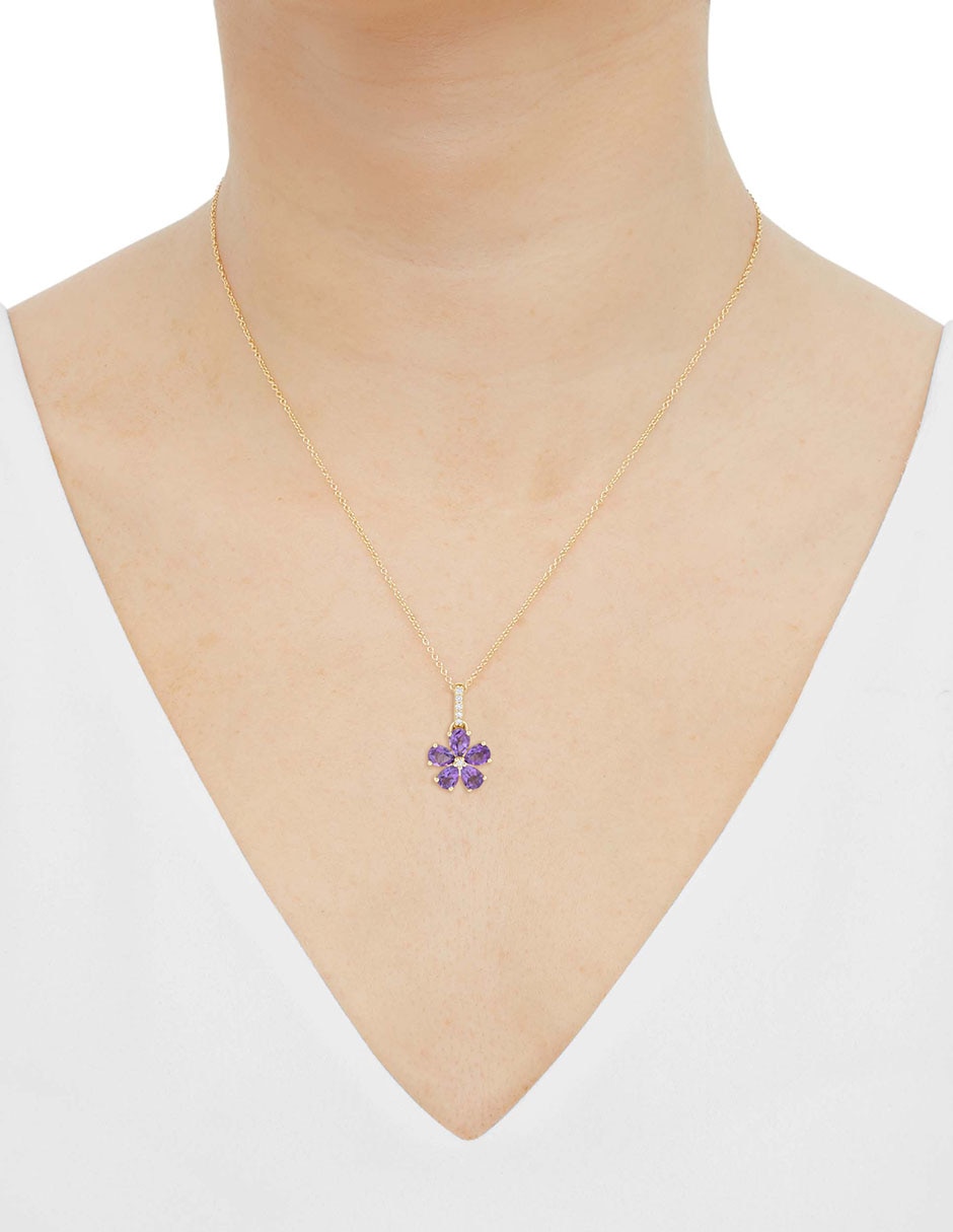 Collar de flor de oro 14 K 2